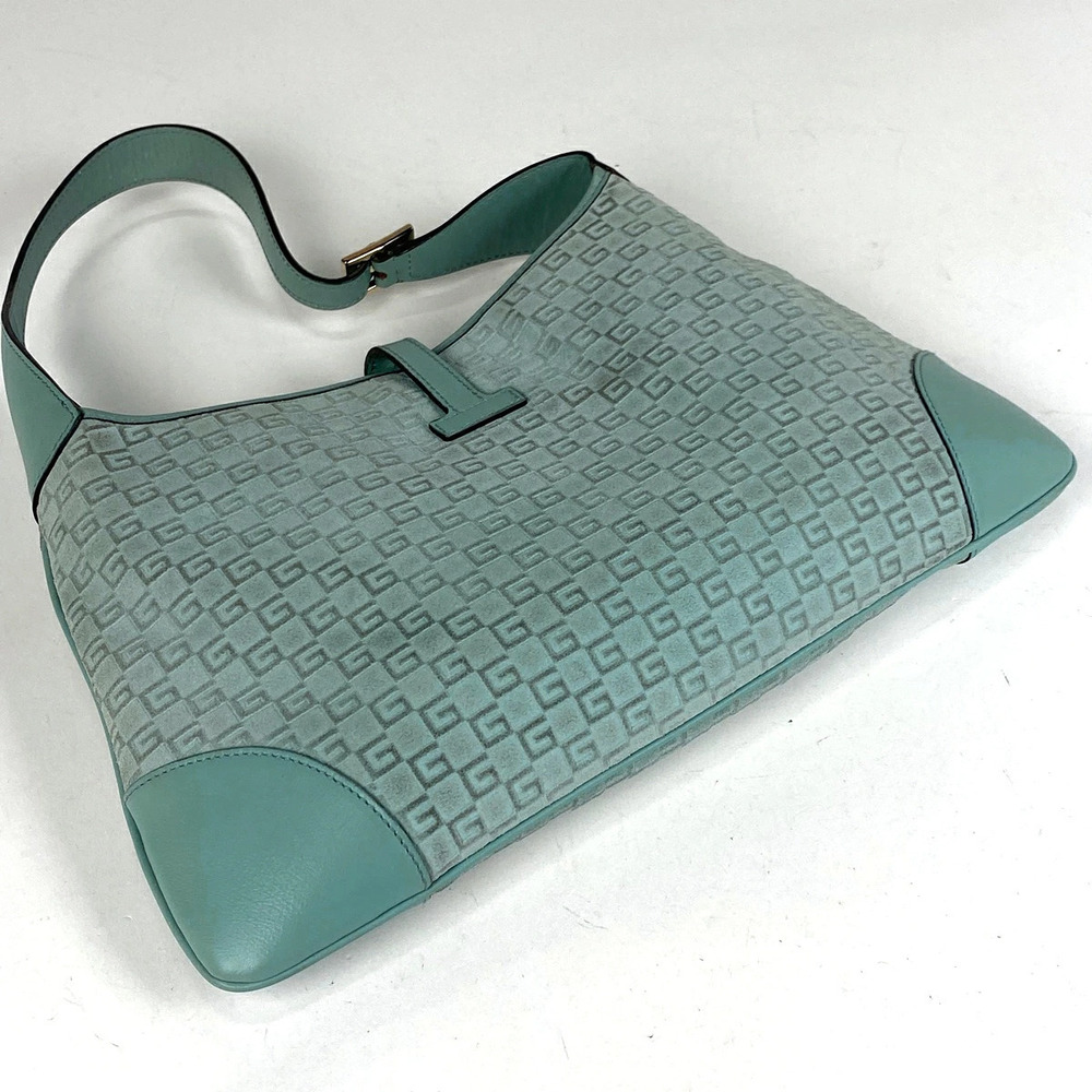 Gucci Bag Suede Hobo Logo Shoulder Blue